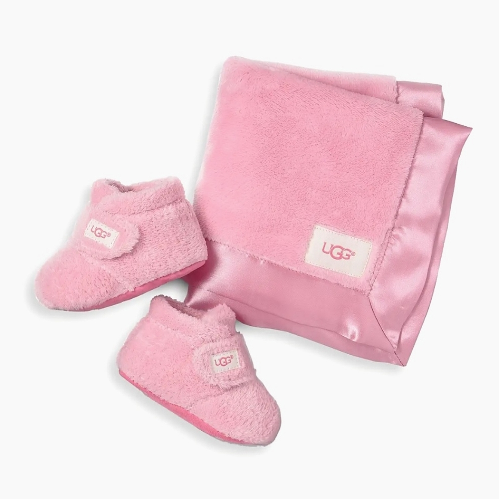 UGG Soft Pink Infant Blanket and Booties